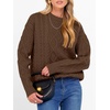 image:imageANRABESS Womens Cable Knit Oversized Fuzzy Cotton Blend SweatersBrown