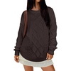 image:imageANRABESS Womens Cable Knit Oversized Fuzzy Cotton Blend SweatersCoffee