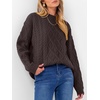 image:imageANRABESS Womens Cable Knit Oversized Fuzzy Cotton Blend SweatersCoffee