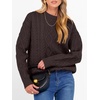 image:imageANRABESS Womens Cable Knit Oversized Fuzzy Cotton Blend SweatersCoffee