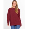 image:imageANRABESS Womens Cable Knit Oversized Fuzzy Cotton Blend SweatersDeep Red