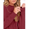 image:imageANRABESS Womens Cable Knit Oversized Fuzzy Cotton Blend SweatersDeep Red