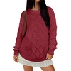 image:imageANRABESS Womens Cable Knit Oversized Fuzzy Cotton Blend SweatersDeep Red