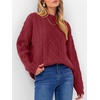 image:imageANRABESS Womens Cable Knit Oversized Fuzzy Cotton Blend SweatersDeep Red