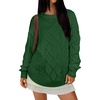 image:imageANRABESS Womens Cable Knit Oversized Fuzzy Cotton Blend SweatersGreen