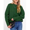 image:imageANRABESS Womens Cable Knit Oversized Fuzzy Cotton Blend SweatersGreen