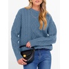 image:imageANRABESS Womens Cable Knit Oversized Fuzzy Cotton Blend SweatersGrey Blue