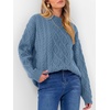 image:imageANRABESS Womens Cable Knit Oversized Fuzzy Cotton Blend SweatersGrey Blue