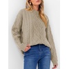 image:imageANRABESS Womens Cable Knit Oversized Fuzzy Cotton Blend SweatersKhaki
