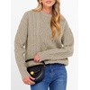 image:imageANRABESS Womens Cable Knit Oversized Fuzzy Cotton Blend SweatersKhaki
