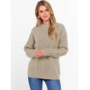 image:imageANRABESS Womens Cable Knit Oversized Fuzzy Cotton Blend SweatersKhaki