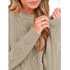 image:imageANRABESS Womens Cable Knit Oversized Fuzzy Cotton Blend SweatersKhaki