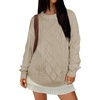 image:imageANRABESS Womens Cable Knit Oversized Fuzzy Cotton Blend SweatersKhaki
