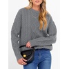 image:imageANRABESS Womens Cable Knit Oversized Fuzzy Cotton Blend SweatersLight Grey