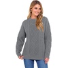 image:imageANRABESS Womens Cable Knit Oversized Fuzzy Cotton Blend SweatersLight Grey