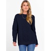 image:imageANRABESS Womens Cable Knit Oversized Fuzzy Cotton Blend SweatersNavy Blue