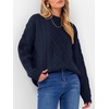 image:imageANRABESS Womens Cable Knit Oversized Fuzzy Cotton Blend SweatersNavy Blue