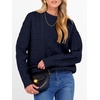 image:imageANRABESS Womens Cable Knit Oversized Fuzzy Cotton Blend SweatersNavy Blue