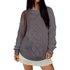 image:imageANRABESS Womens Cable Knit Oversized Fuzzy Cotton Blend SweatersNutmeg