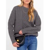 image:imageANRABESS Womens Cable Knit Oversized Fuzzy Cotton Blend SweatersNutmeg