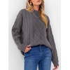 image:imageANRABESS Womens Cable Knit Oversized Fuzzy Cotton Blend SweatersNutmeg