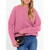 image:imageANRABESS Womens Cable Knit Oversized Fuzzy Cotton Blend SweatersPink