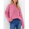 image:imageANRABESS Womens Cable Knit Oversized Fuzzy Cotton Blend SweatersPink