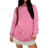 image:imageANRABESS Womens Cable Knit Oversized Fuzzy Cotton Blend SweatersPink