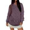 image:imageANRABESS Womens Cable Knit Oversized Fuzzy Cotton Blend SweatersPurple