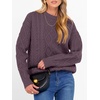 image:imageANRABESS Womens Cable Knit Oversized Fuzzy Cotton Blend SweatersPurple