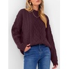 image:imageANRABESS Womens Cable Knit Oversized Fuzzy Cotton Blend SweatersWine Red