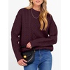 image:imageANRABESS Womens Cable Knit Oversized Fuzzy Cotton Blend SweatersWine Red