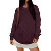image:imageANRABESS Womens Cable Knit Oversized Fuzzy Cotton Blend SweatersWine Red