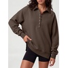 image:imageANRABESS Womens Oversized Button Up Henley SweatshirtsCoffee