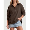 image:imageANRABESS Womens Oversized Button Up Henley SweatshirtsCoffee