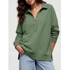 image:imageANRABESS Womens Oversized Button Up Henley SweatshirtsGreen