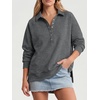 image:imageANRABESS Womens Oversized Button Up Henley SweatshirtsGrey