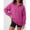 image:imageANRABESS Womens Oversized Button Up Henley SweatshirtsHot Pink