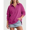 image:imageANRABESS Womens Oversized Button Up Henley SweatshirtsHot Pink