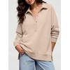 image:imageANRABESS Womens Oversized Button Up Henley SweatshirtsParchment