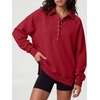 image:imageANRABESS Womens Oversized Button Up Henley SweatshirtsRed
