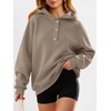 image:imageANRABESS Womens Oversized Hoodies V Neck Henley SweatshirtsGray KhakiL
