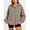 image:imageANRABESS Womens Oversized Hoodies V Neck Henley SweatshirtsGray KhakiL