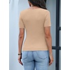 image:imageANRABESS Womens Short Sleeve Sweater Scalloped Scoop Neck TopsBeige