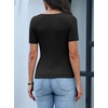 image:imageANRABESS Womens Short Sleeve Sweater Scalloped Scoop Neck TopsBlack