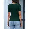 image:imageANRABESS Womens Short Sleeve Sweater Scalloped Scoop Neck TopsDeep Green
