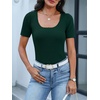 image:imageANRABESS Womens Short Sleeve Sweater Scalloped Scoop Neck TopsDeep Green