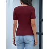 image:imageANRABESS Womens Short Sleeve Sweater Scalloped Scoop Neck TopsDeep Red