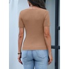 image:imageANRABESS Womens Short Sleeve Sweater Scalloped Scoop Neck TopsKhaki