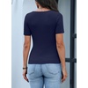 image:imageANRABESS Womens Short Sleeve Sweater Scalloped Scoop Neck TopsNavy Blue